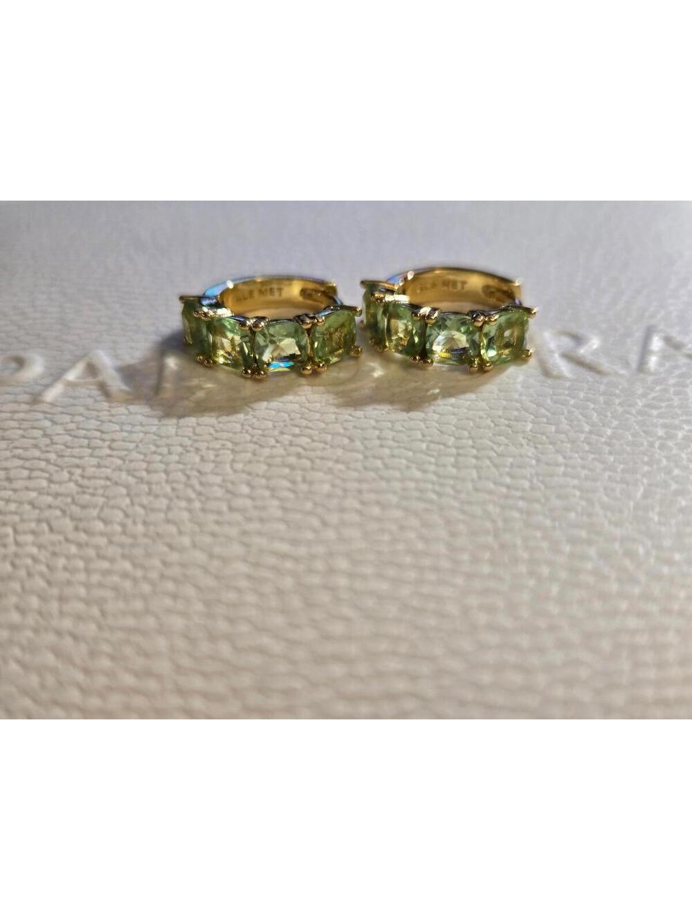 Pandora Ale Met Green Gemstone Hoop Earrings